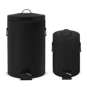 3+12 Liter New York Style Round Trash Can Combo Black Coated