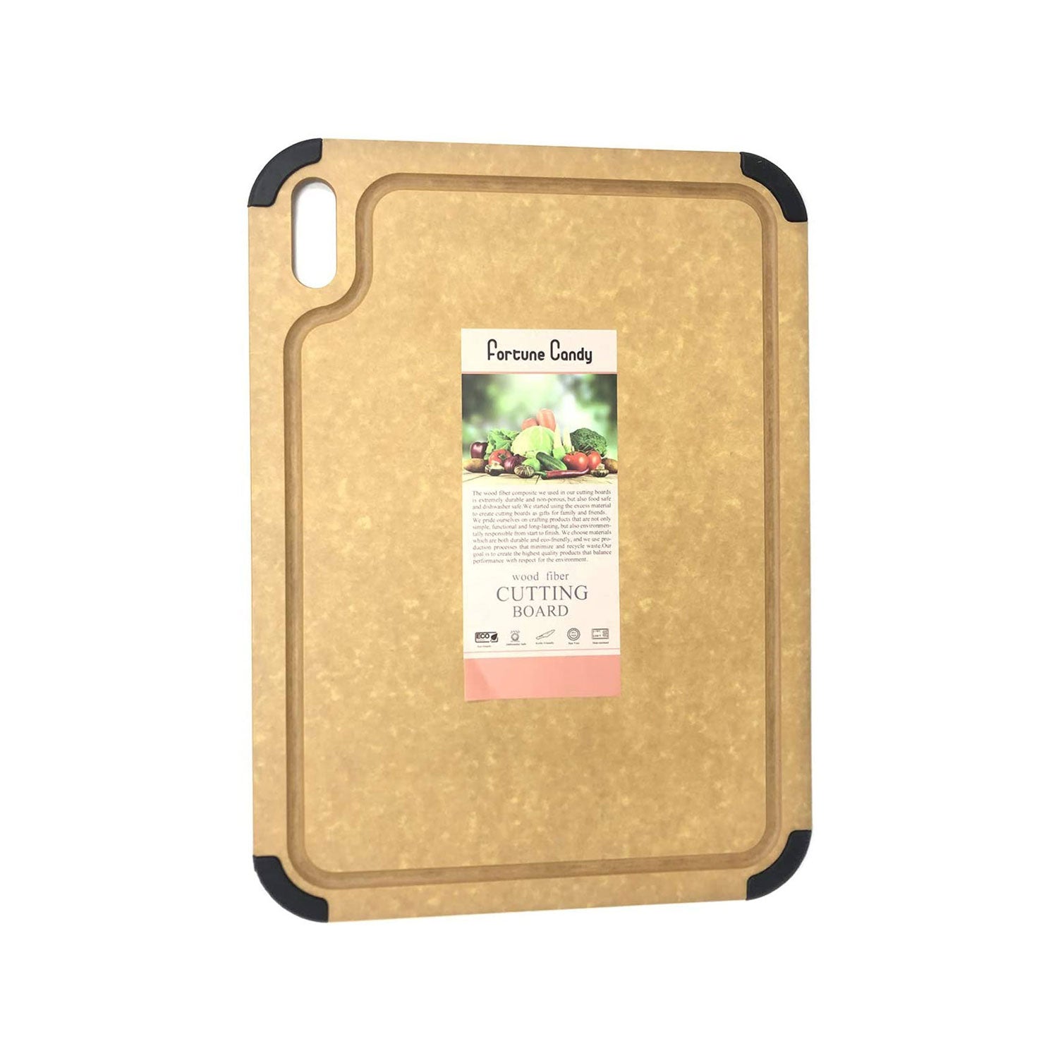 Fortune Candy Wood Fiber Cutting Board, 17.3 x 12.8 inch, Eco-friendly, Knife-friendly, Non-slip Silicone Feet, Juice Groove, Dishwasher Safe,BPA-free