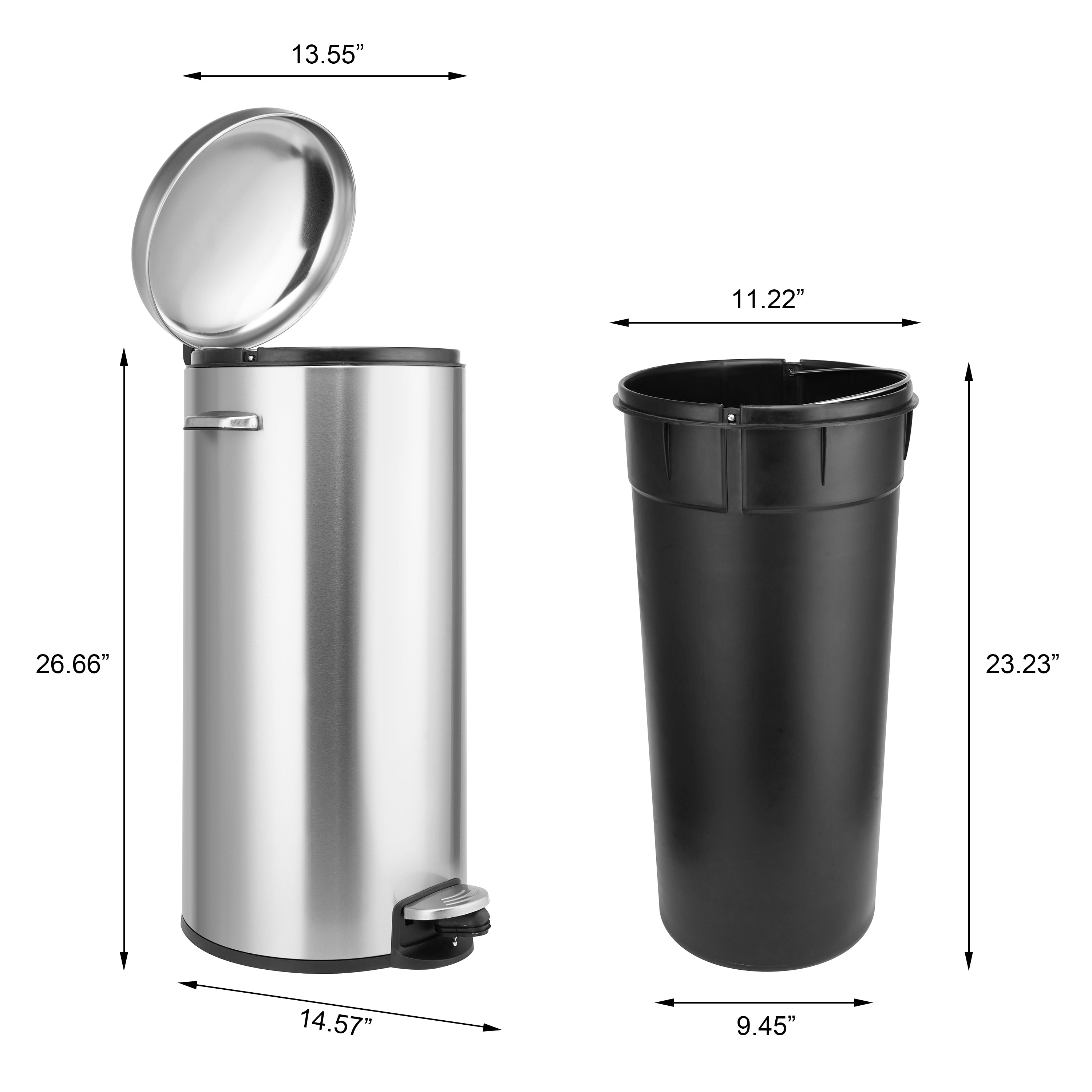 simplehuman 30 Liter / 8 Gallon Round Step Trash Can, Brushed Stainless  Steel & Reviews