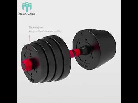 Mega Casa Adjustable Dumbbells, 90lbs Free Weights Barbell Set, Detachable Combination Weightlifting 3 in 1 Fitness Equipment Red/Yellow