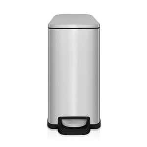 2.6 Gal./ 10 Liter Fingerprint Free Brushed Stainless Steel Slim Rectangular Bathroom and Office Trash Can