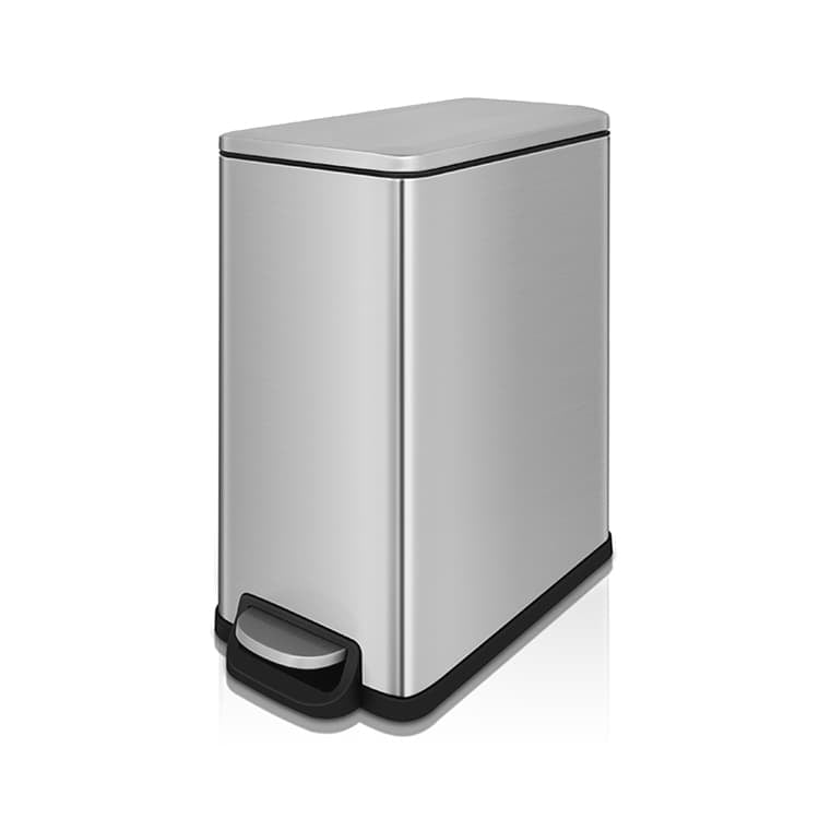 2.6 Gal./ 10 Liter Fingerprint Free Brushed Stainless Steel Slim Rectangular Bathroom and Office Trash Can