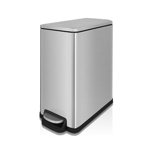 2.6 Gal./ 10 Liter Fingerprint Free Brushed Stainless Steel Slim Rectangular Bathroom and Office Trash Can
