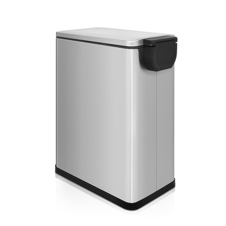 2.6 Gal./ 10 Liter Fingerprint Free Brushed Stainless Steel Slim Rectangular Bathroom and Office Trash Can