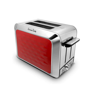 Fortune Candy Toaster 2 Slice Stainless Steel,Toaster for Bagels,Wide Slots Toaster with Removable Crumb Tray (Red)